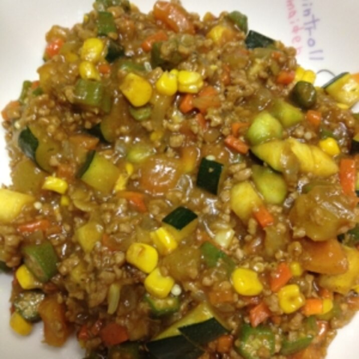 夏野菜のドライカレー風